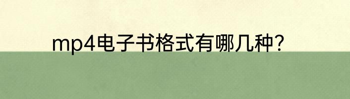mp4电子书格式有哪几种？