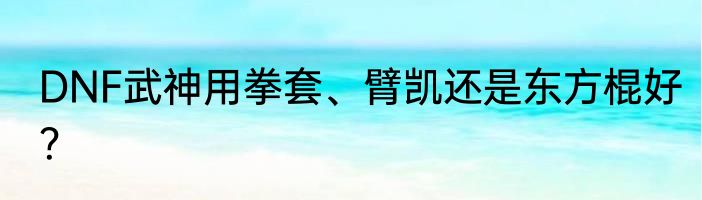 DNF武神用拳套、臂凯还是东方棍好？