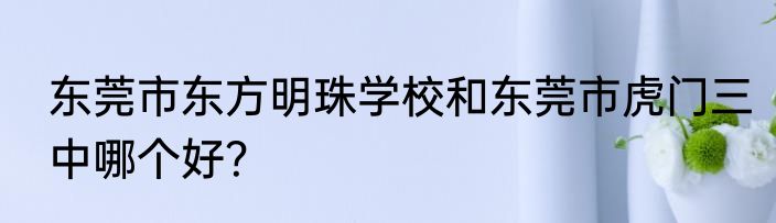 东莞市东方明珠学校和东莞市虎门三中哪个好？