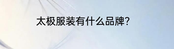 太极服装有什么品牌？
