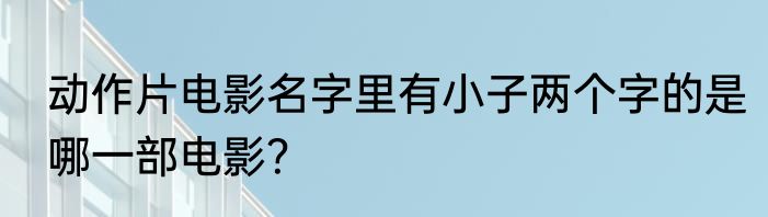 动作片电影名字里有小子两个字的是哪一部电影？