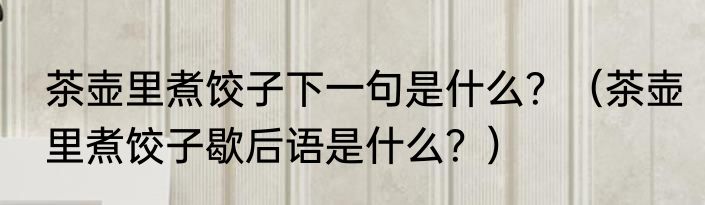 茶壶里煮饺子下一句是什么？（茶壶里煮饺子歇后语是什么？）