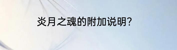 炎月之魂的附加说明？