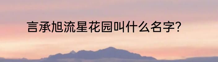 言承旭流星花园叫什么名字？