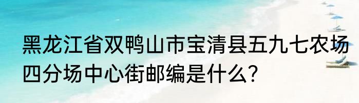 黑龙江省双鸭山市宝清县五九七农场四分场中心街邮编是什么？