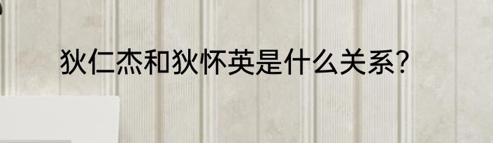 狄仁杰和狄怀英是什么关系？