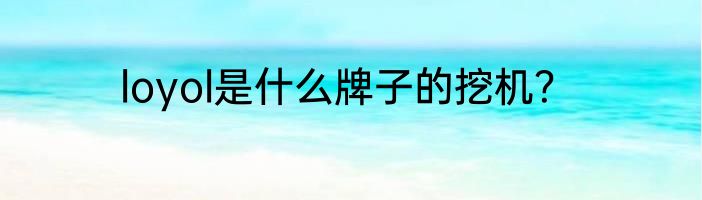 loyol是什么牌子的挖机？