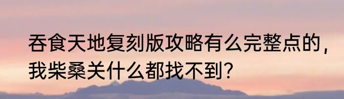 吞食天地复刻版攻略有么完整点的，我柴桑关什么都找不到？