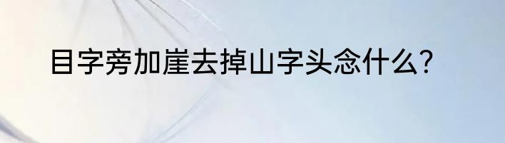 目字旁加崖去掉山字头念什么？