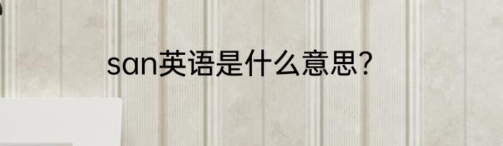 san英语是什么意思？