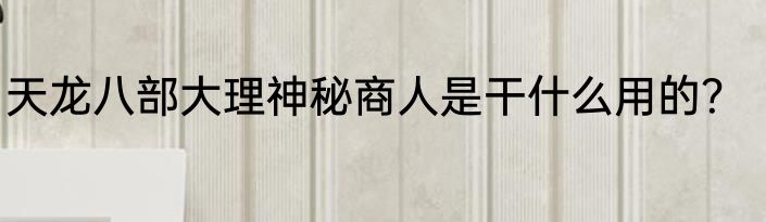 天龙八部大理神秘商人是干什么用的？