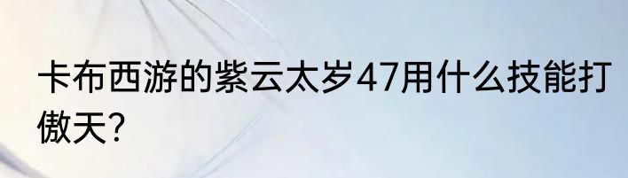 卡布西游的紫云太岁47用什么技能打傲天？