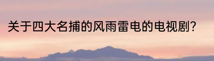 关于四大名捕的风雨雷电的电视剧？