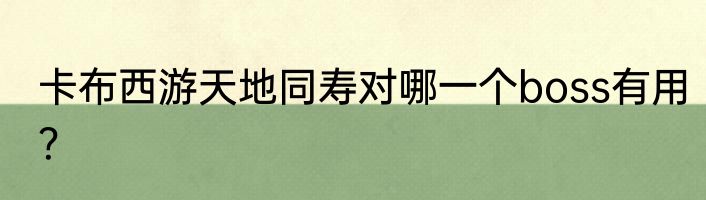 卡布西游天地同寿对哪一个boss有用？