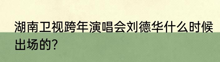 湖南卫视跨年演唱会刘德华什么时候出场的？