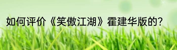如何评价《笑傲江湖》霍建华版的？