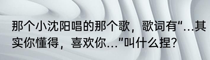 那个小沈阳唱的那个歌，歌词有“…其实你懂得，喜欢你…”叫什么捏？