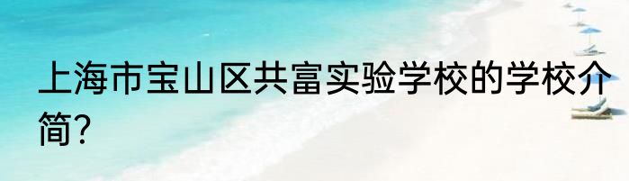 上海市宝山区共富实验学校的学校介简？