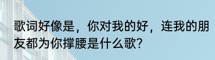 歌词好像是，你对我的好，连我的朋友都为你撑腰是什么歌？