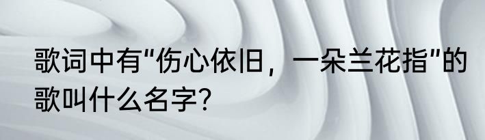 歌词中有“伤心依旧，一朵兰花指”的歌叫什么名字？