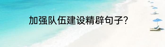 加强队伍建设精辟句子？