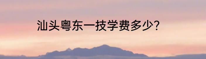 汕头粤东一技学费多少？