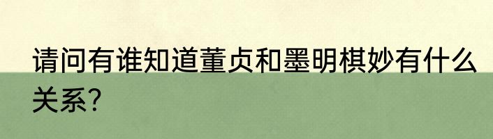 请问有谁知道董贞和墨明棋妙有什么关系？