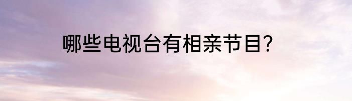 哪些电视台有相亲节目？