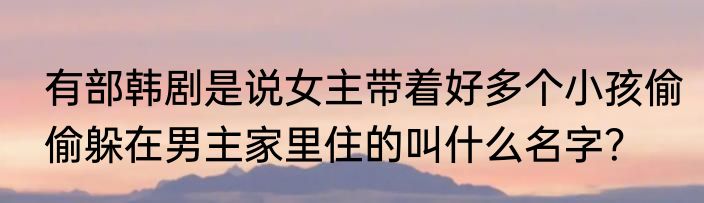 有部韩剧是说女主带着好多个小孩偷偷躲在男主家里住的叫什么名字？