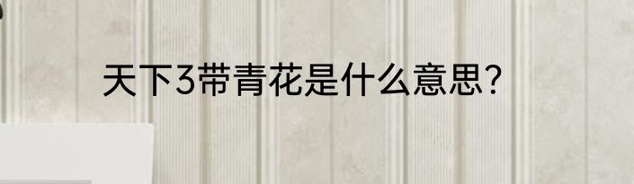 天下3带青花是什么意思？