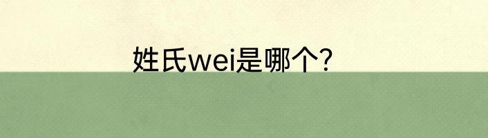 姓氏wei是哪个？