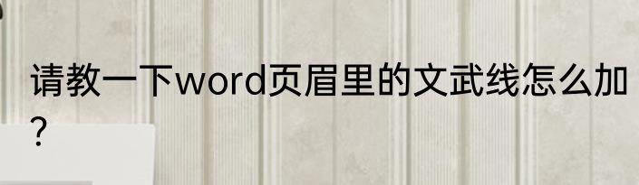 请教一下word页眉里的文武线怎么加？