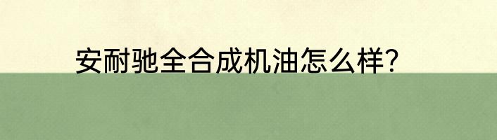 安耐驰全合成机油怎么样？