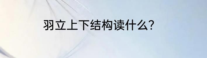 羽立上下结构读什么？