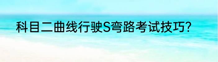 科目二曲线行驶S弯路考试技巧？