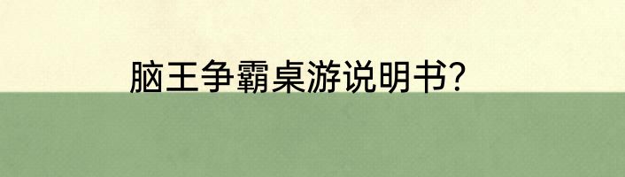 脑王争霸桌游说明书？