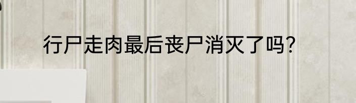 行尸走肉最后丧尸消灭了吗？