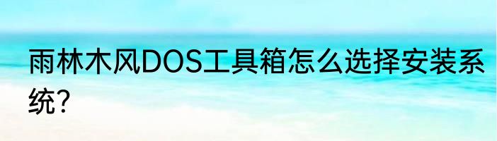 雨林木风DOS工具箱怎么选择安装系统？