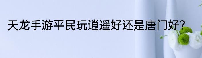 天龙手游平民玩逍遥好还是唐门好？