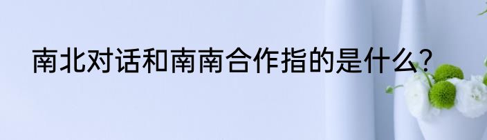 南北对话和南南合作指的是什么？