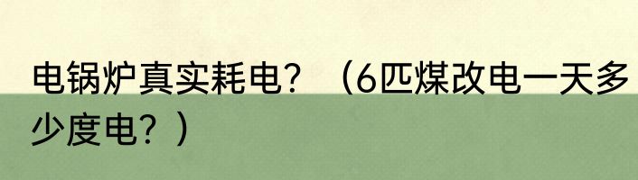 电锅炉真实耗电？（6匹煤改电一天多少度电？）