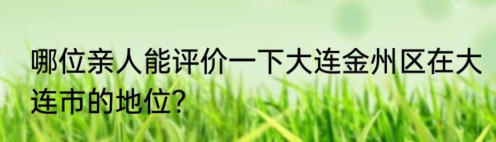 哪位亲人能评价一下大连金州区在大连市的地位？