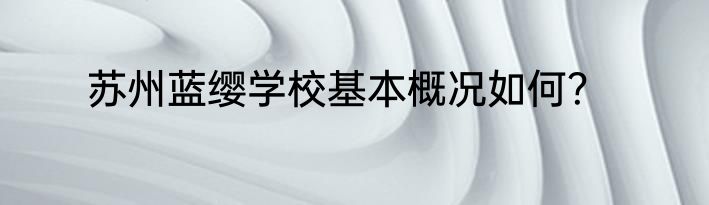 苏州蓝缨学校基本概况如何？