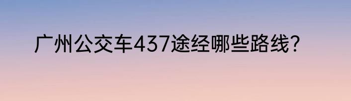 广州公交车437途经哪些路线？
