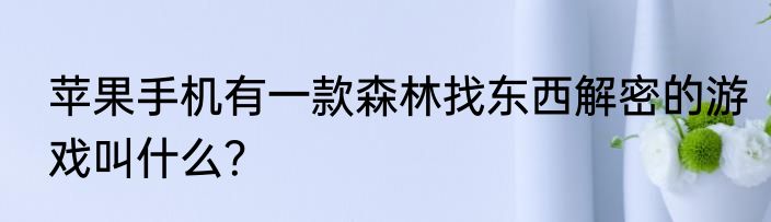 苹果手机有一款森林找东西解密的游戏叫什么？