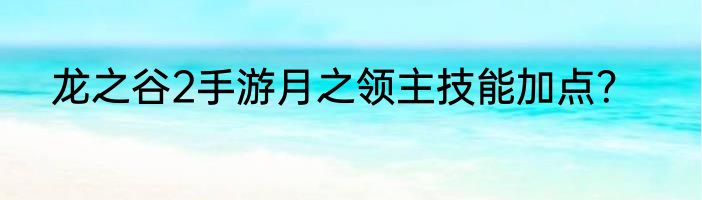 龙之谷2手游月之领主技能加点？
