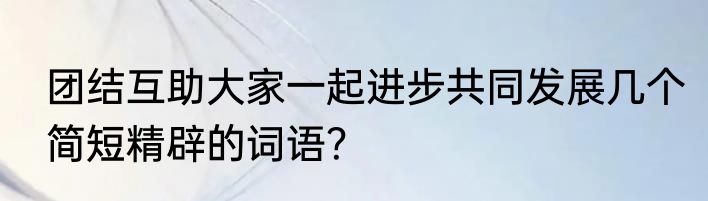 团结互助大家一起进步共同发展几个简短精辟的词语？