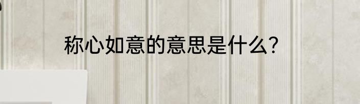 称心如意的意思是什么？