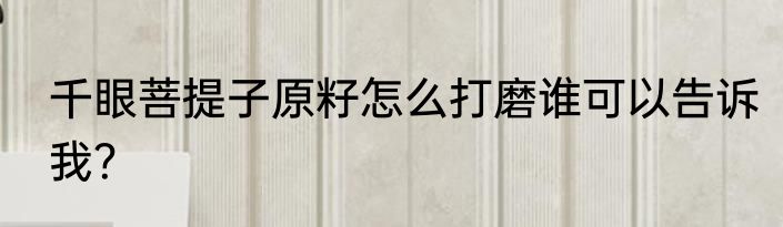 千眼菩提子原籽怎么打磨谁可以告诉我？