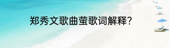 郑秀文歌曲萤歌词解释？